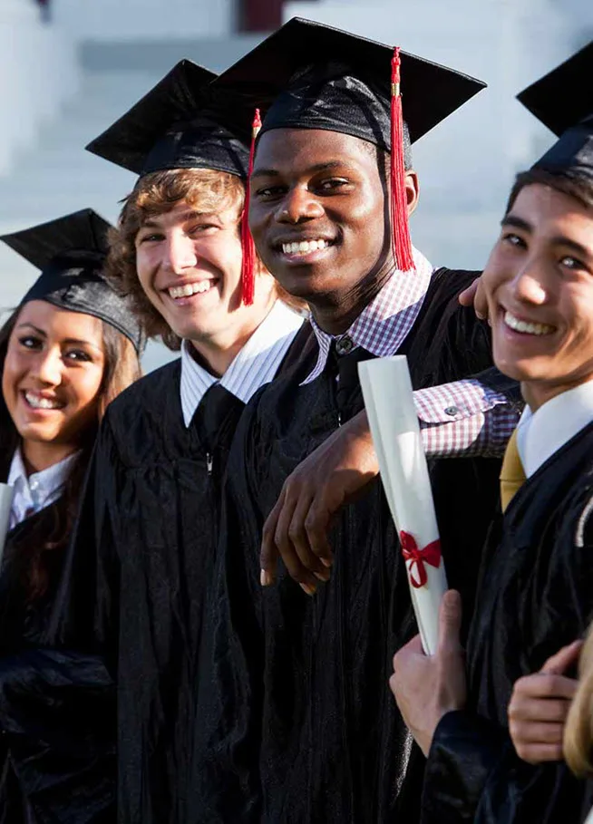 Multi-ethnic graduating class 