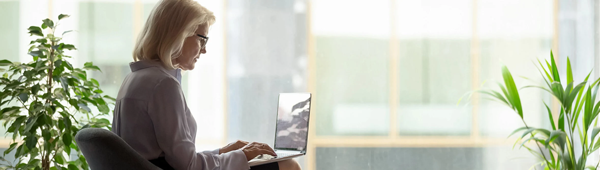 Woman working on laptop