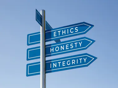 Words on signpost: ethics, honesty, integrity