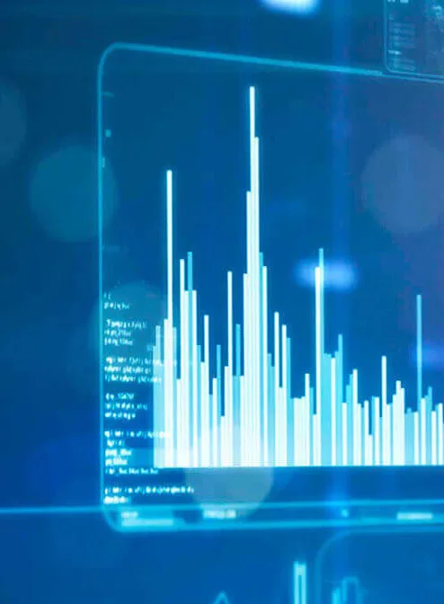 Futuristic digital monitor with data