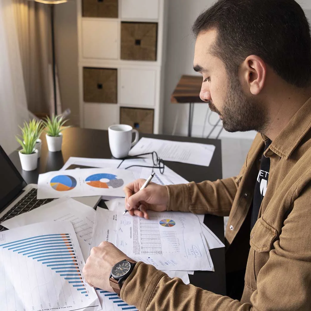 Businessman focused at desk