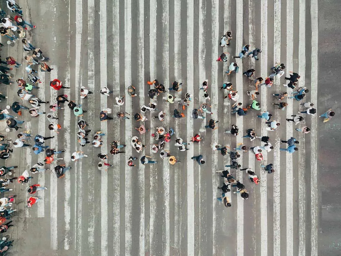 People forming arrow