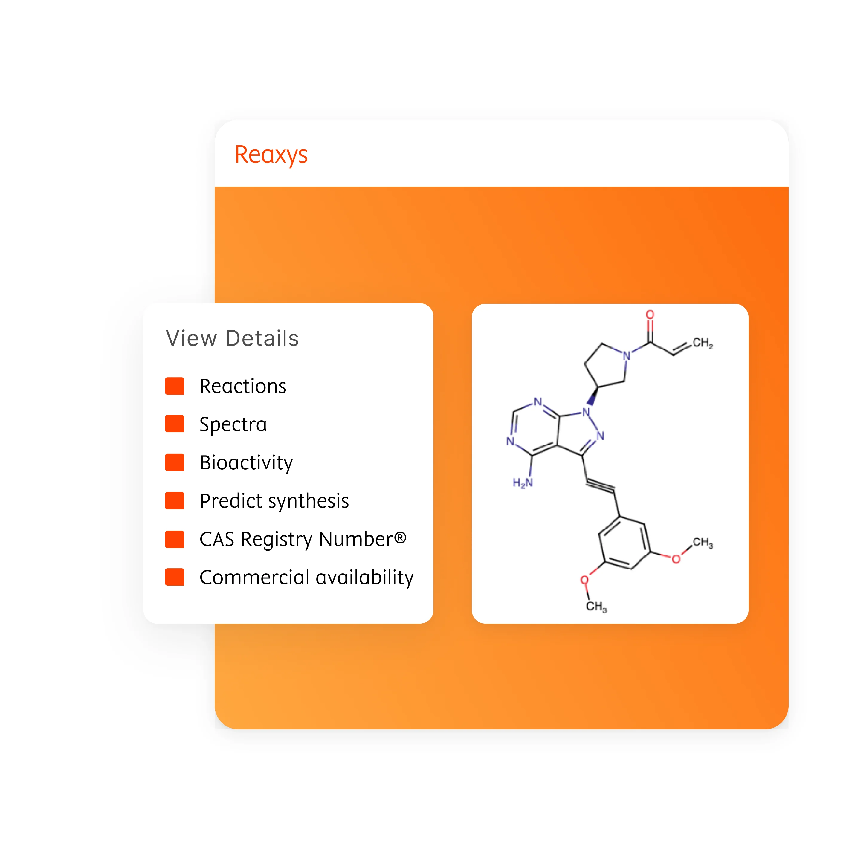 Reaxys product features and chemical formula